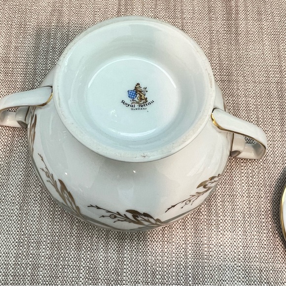 Royal Tettau Princess Blue Green Gold | Creamer & Covered Sugar Bowl Set Germany - Picture 15 of 16